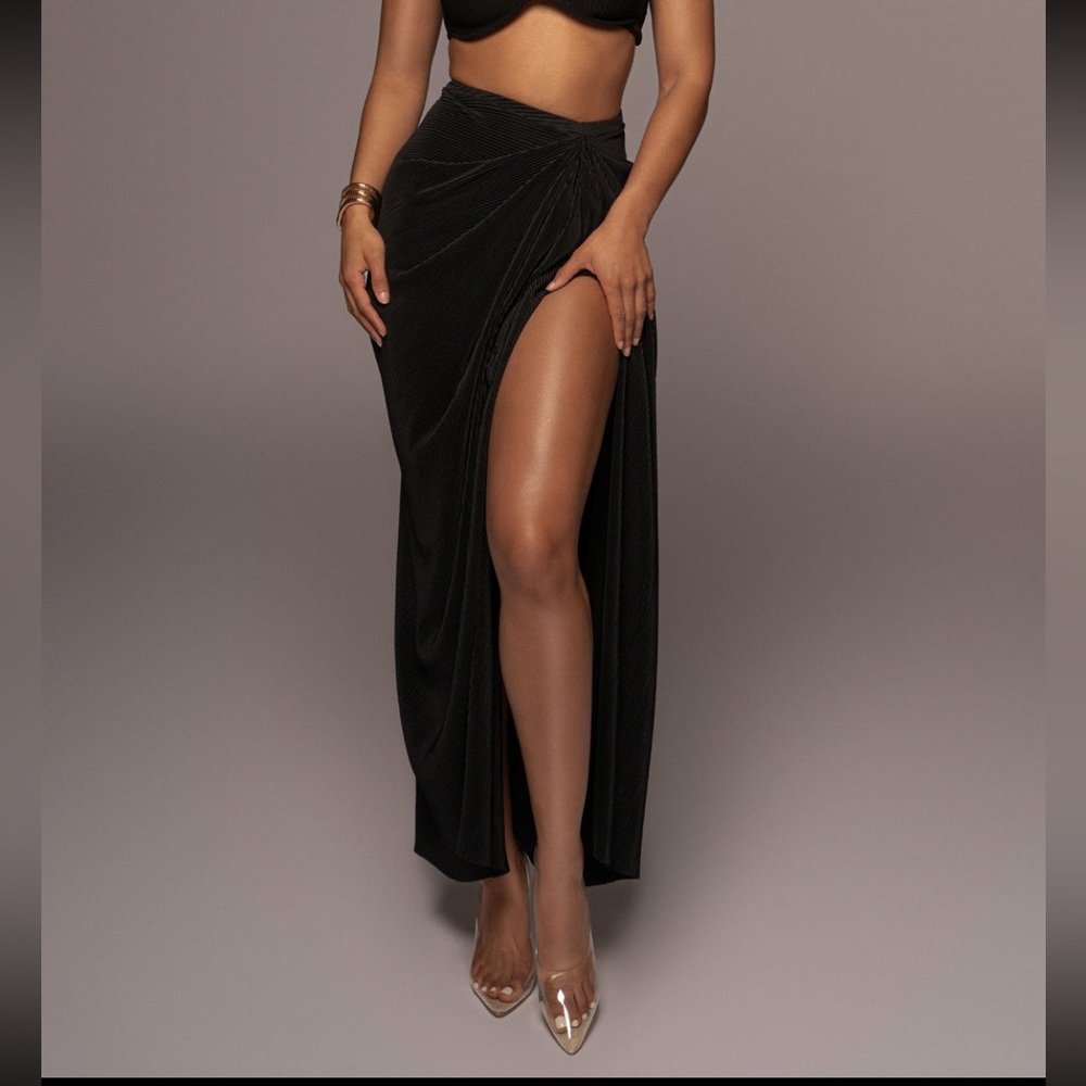 Draped split skirt